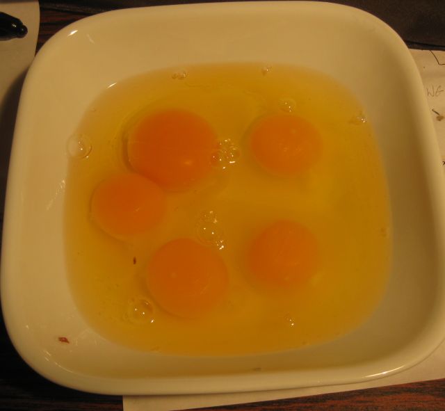 one of thes 5 eggs is ours, the remainder are from carton A