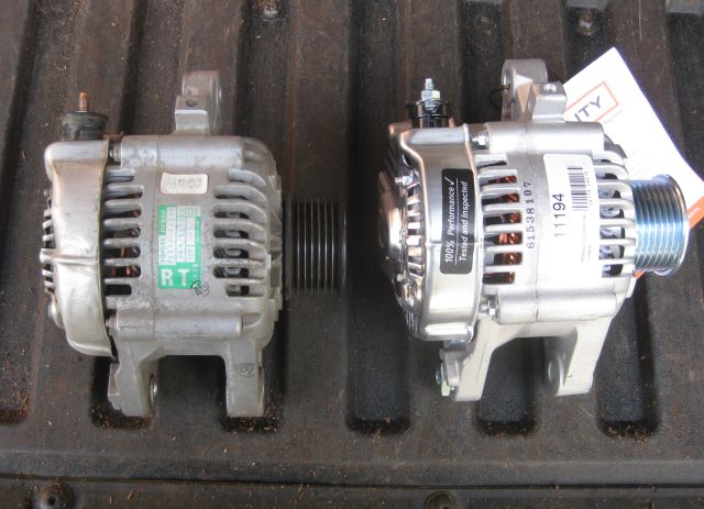 new and old alternators, side by side